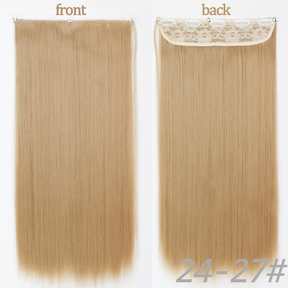 MERISIHAIR Women Fashion Long Straight Synthetic Fiber Hair Extensions 5 Clips Invisible Hairpiece for Daily Wear