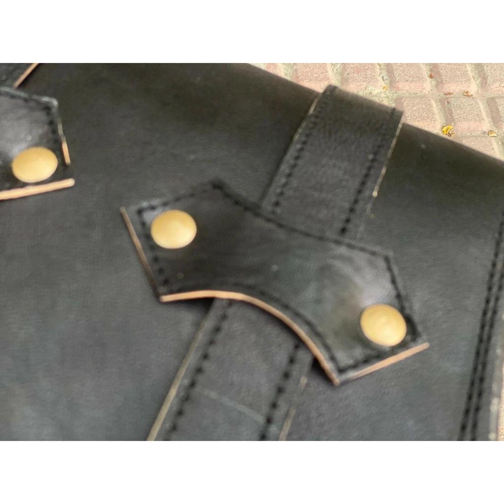 Combo Pack Of 3 Real Black Leather Motorcycle Saddle Bags 3 Side Pouch Panniers
