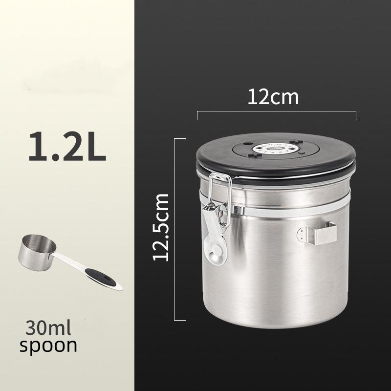 Stainless Steel Coffee Canister Coffee Bean Storage Airtight Containers with Date with Spoon Vent Valve Kitchen Food Storage Jar