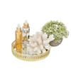 Nordic Style Mirror Tray Vertical Grain Texture Dressing Table Organizer Round Tray  Makeup Storage