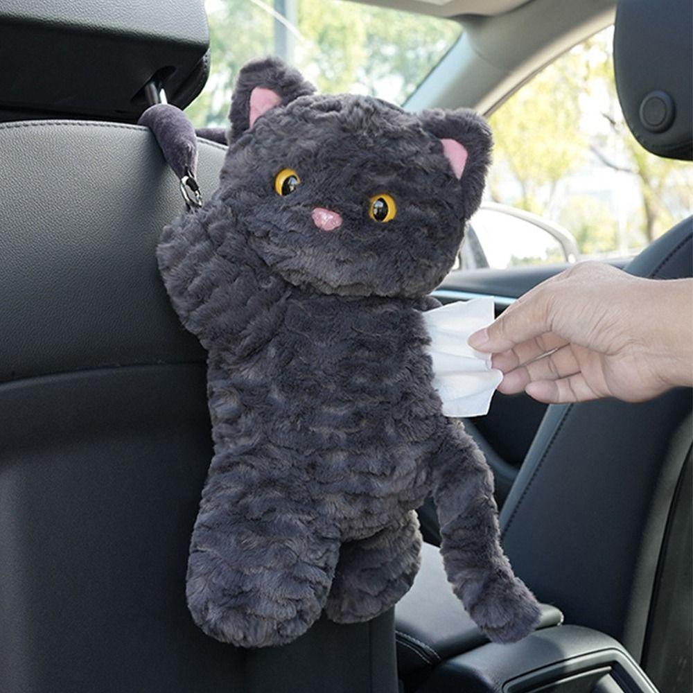 Cartoon Hanging Paper Organizer 2 In 1 Cute Plush Car Tissue Box  Interior Accessories