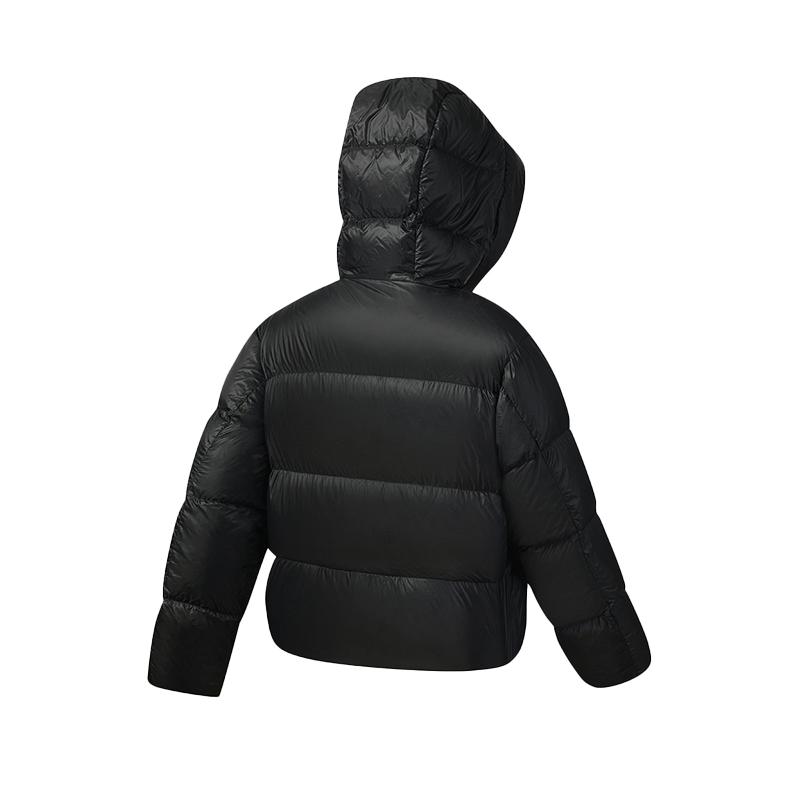 Fila Fitness Simple Solid Color Fashion Retro Classic Versatile Loose Casual Comfortable Warm Hooded Down Jacket Women Outerwear A51W541903FBK