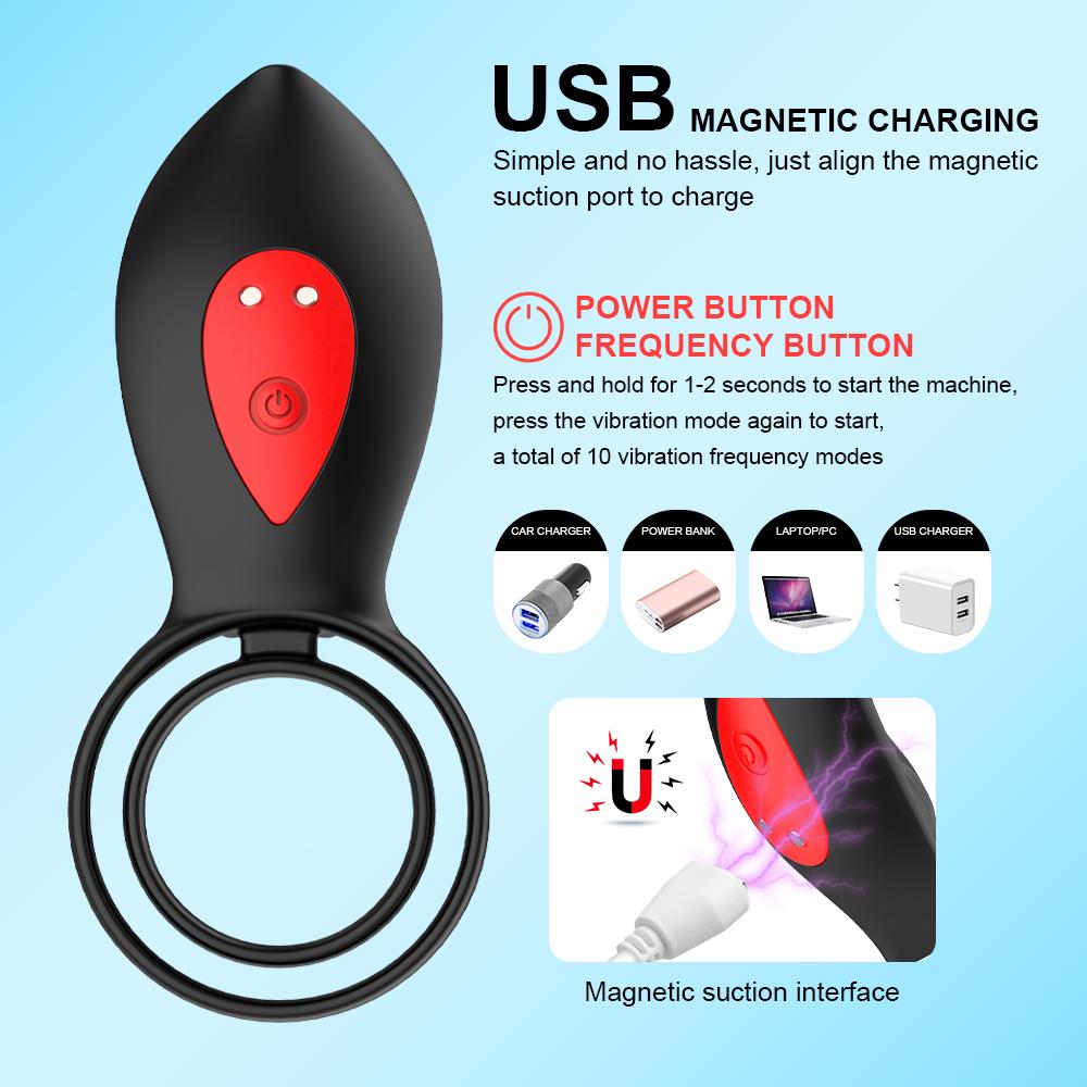 Vibrating Penis Ring Dual Cock Ring For Couple Wireless Remote Control Clitoral Stimulation Delayed Ejaculation Sex Toys For Men