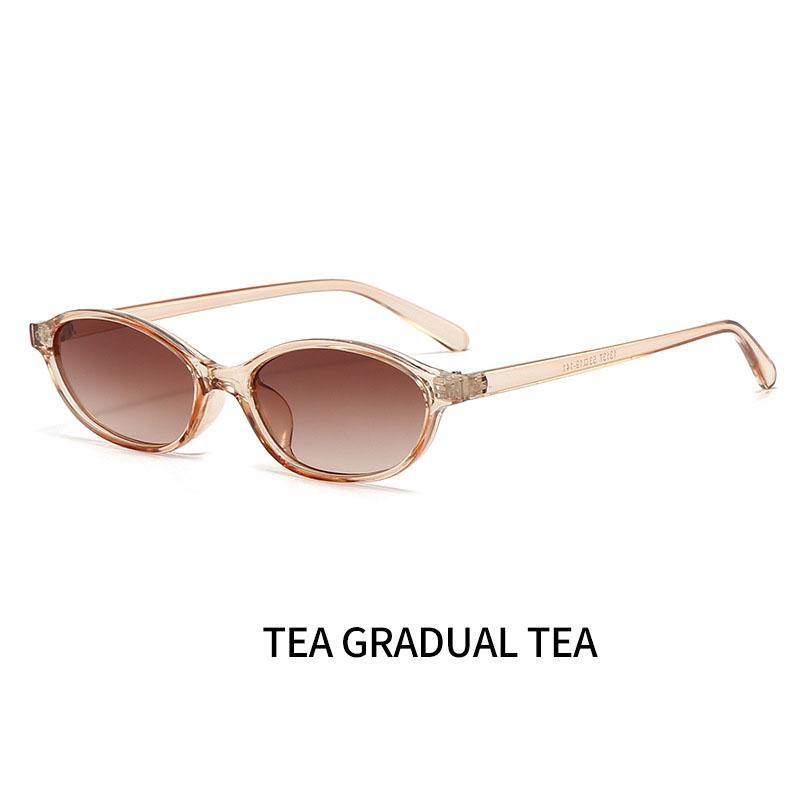 Trendy Tortoise Shell Black Oval Sunglasses Gradient Brown Lens UV400 Protection Unisex Round Frame