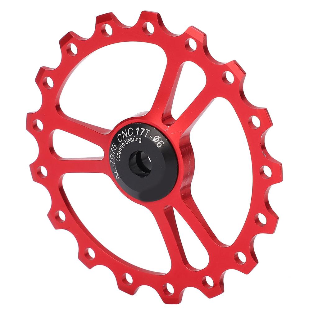 MEIJUN 17T Ceramic Rear Derailleur Guide Wheel Aluminum Alloy Rear Derailleur Pulley Wheel for Road Mountain BikeRed