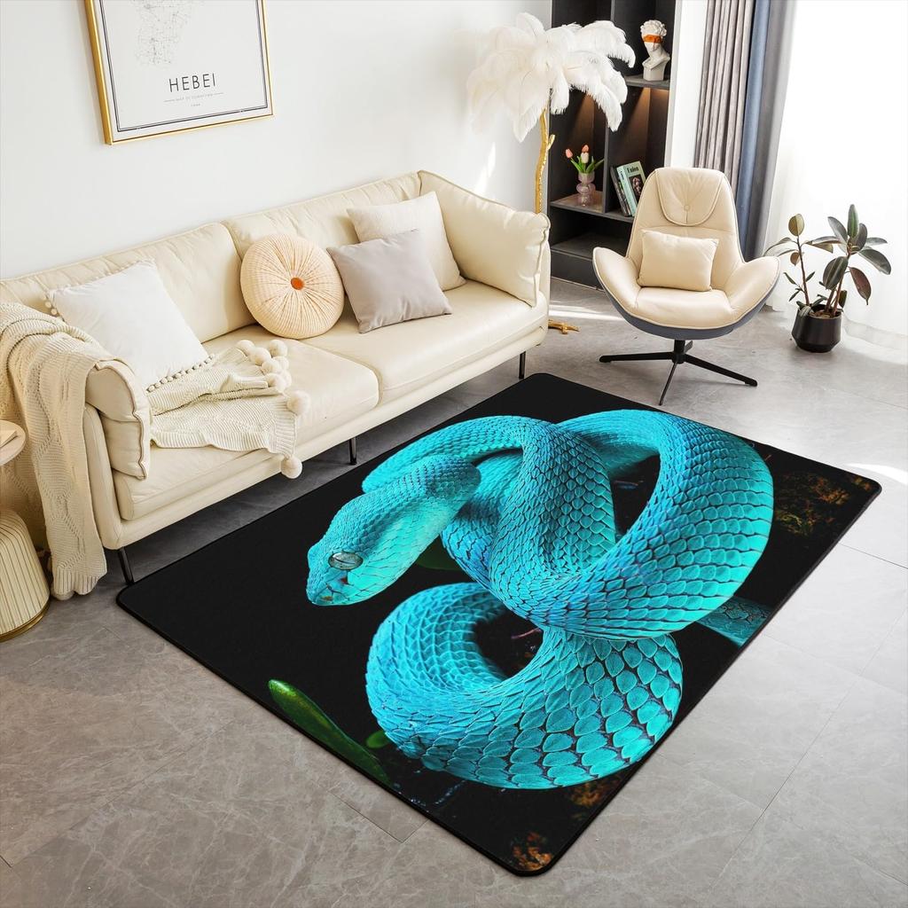 Snake Pattern Rugs Modern Animal Serpent Pattern Rugs Classic Gothic Rug Non Slip Washable Floor Carpet for Living Room Bedroom