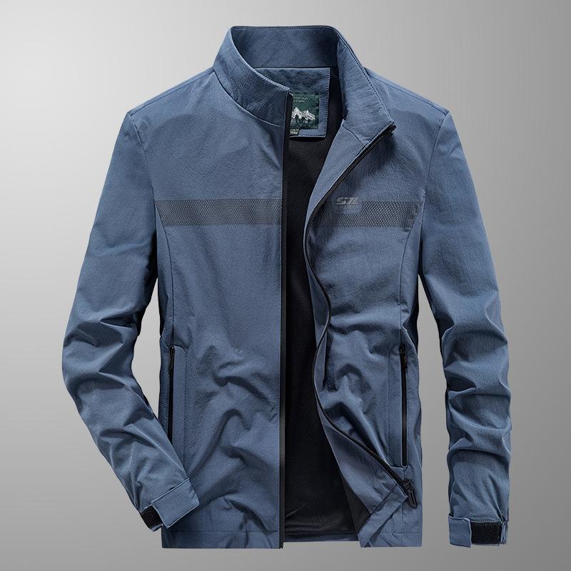 Casual Jacket Men's Spring and Autumn Thin Top Loose Large Size Middle-aged and Young Business Casual Stand Collar Jacket