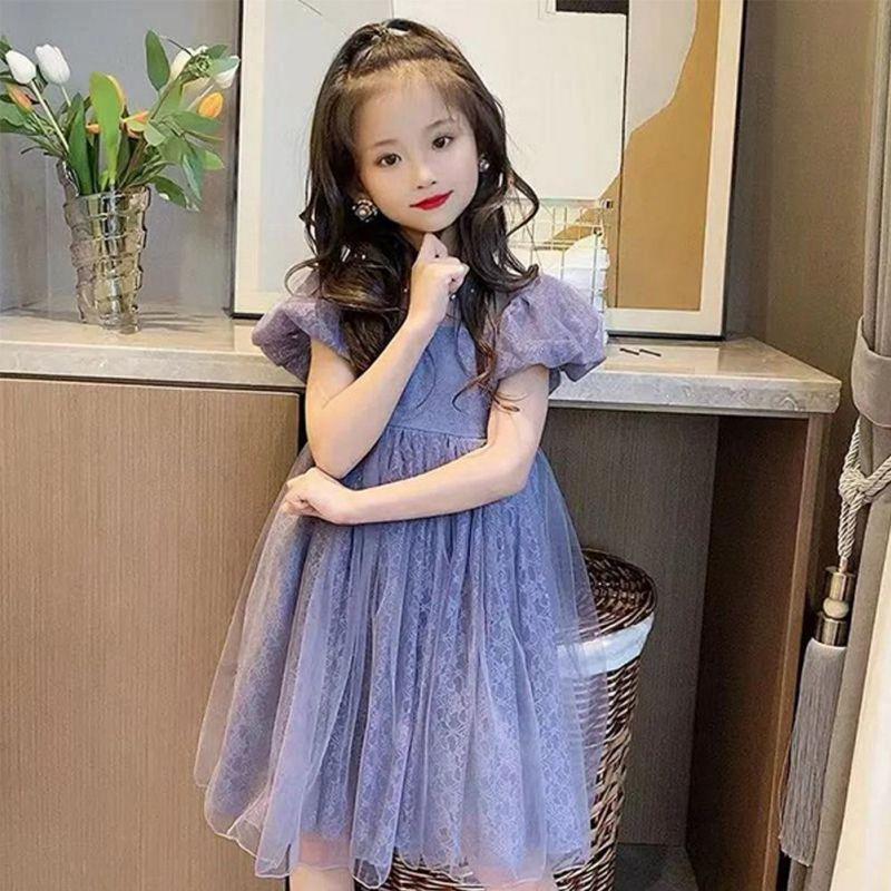 Princess Dress Puff Sleeve Mesh Sweet And Cute Girls