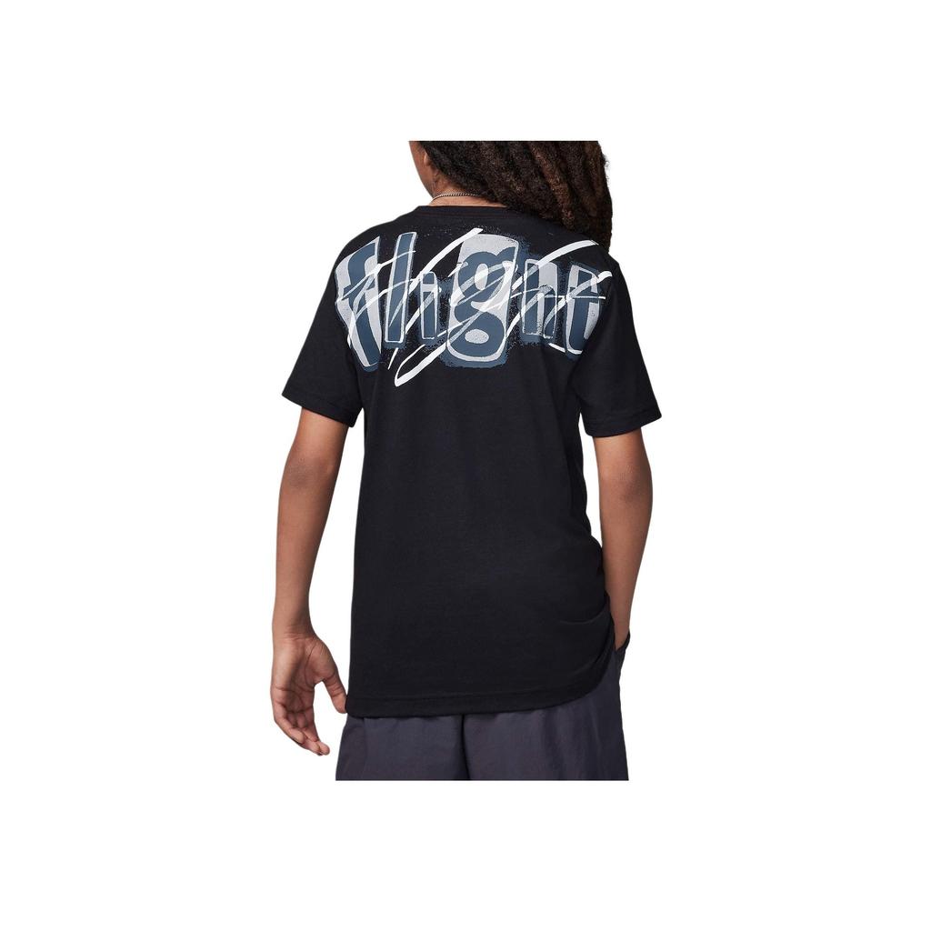 Jordan Flight Team Soft Comfortable Sweat-Absorbing Breathable Short Sleeve T-Shirt Kids Tops Black 95D368-023