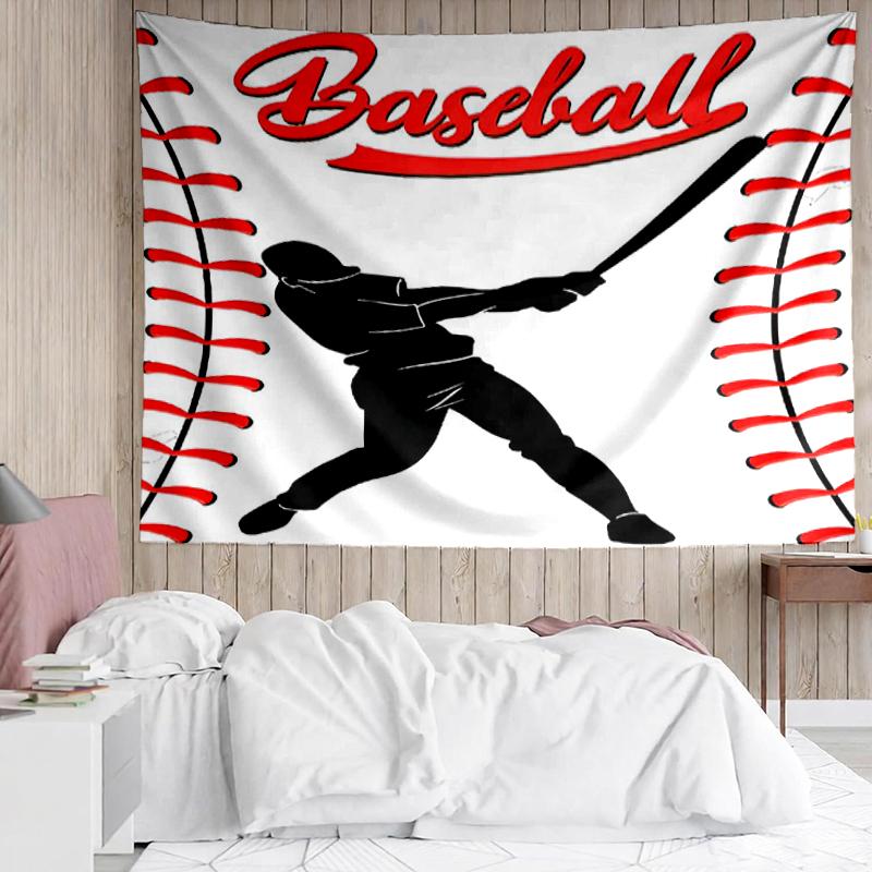 Baseball Print Tapestry, Backdrop, Easy Setup, Ideal for Bedroom, Office & Living Room, with Aesthetic Wall Hanging Decor.