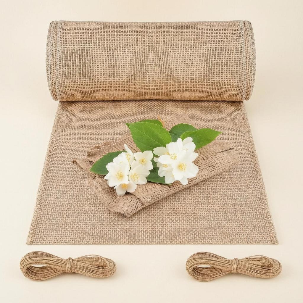 Burlap Table Runner Roll Coarse with Rope Woven for Party Planners,