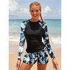 Damen Badeanzug Tankini Set Langarm Bademode Surfen Sport Pool Beachwear Zweiteiliger Badeanzug mit Shorts
