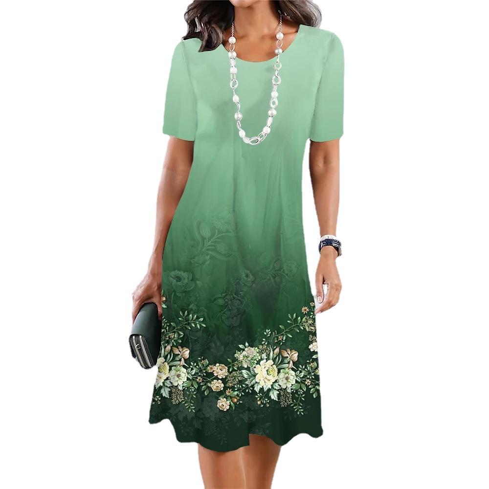 

YYFS Жіноча мода Літо Весна Повсякденні сукні з короткими рукавами та круглим вирізом L