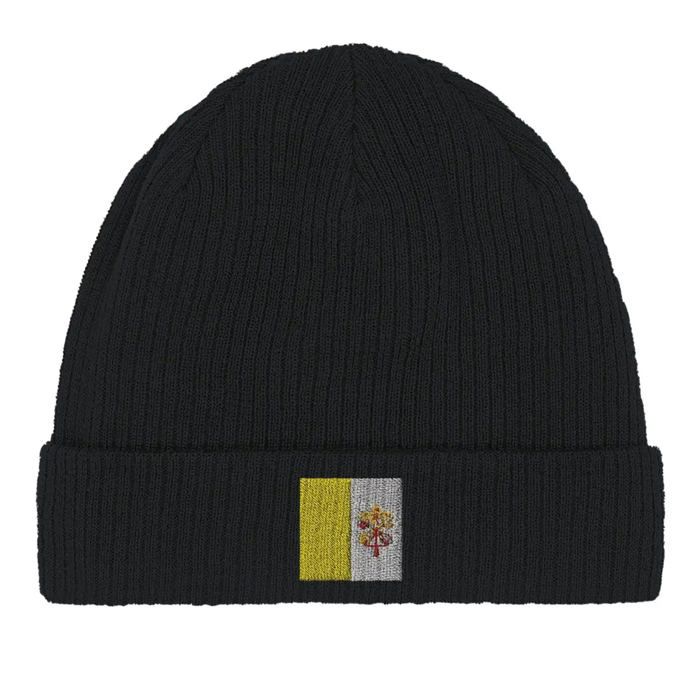 Bonnet - Drapeau Vatican - Noir - 100% Coton - Taille Fixe - Design Épuré