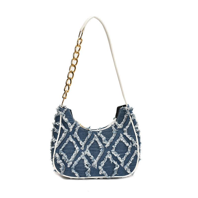 Chic 2024 Summer Small Square Bag With Zipper Closure Retro Style In Deep Blue