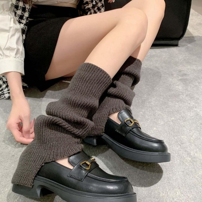 Womens Lolitas Knit Long Socks Flared Leg Warmers Harajuku Booties Socks Winter Warm Ankle Heap Socks