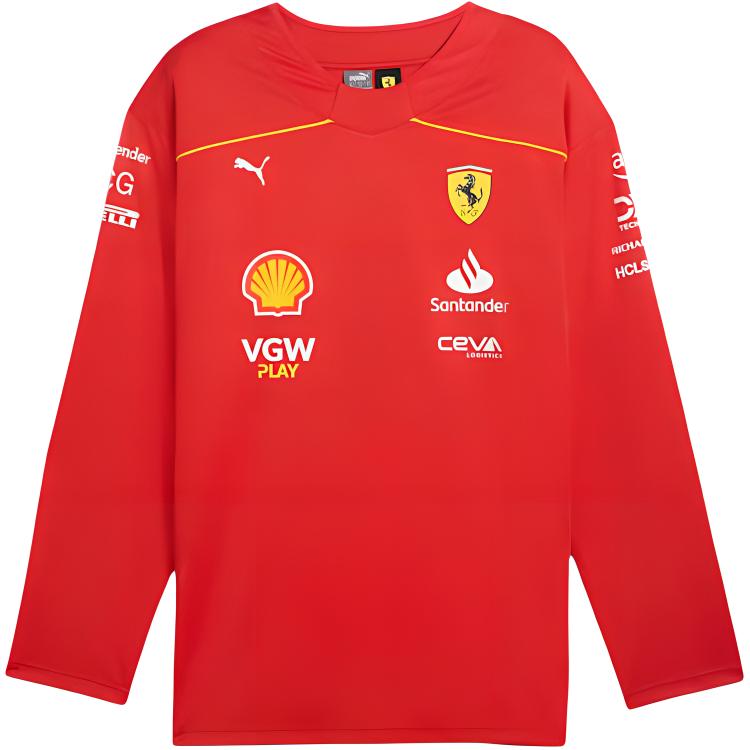 Puma Scuderia Ferrari Team Hockey Jersey Breathable Comfortable Long Sleeve T-Shirt Men Tops Scarlet 763607-02