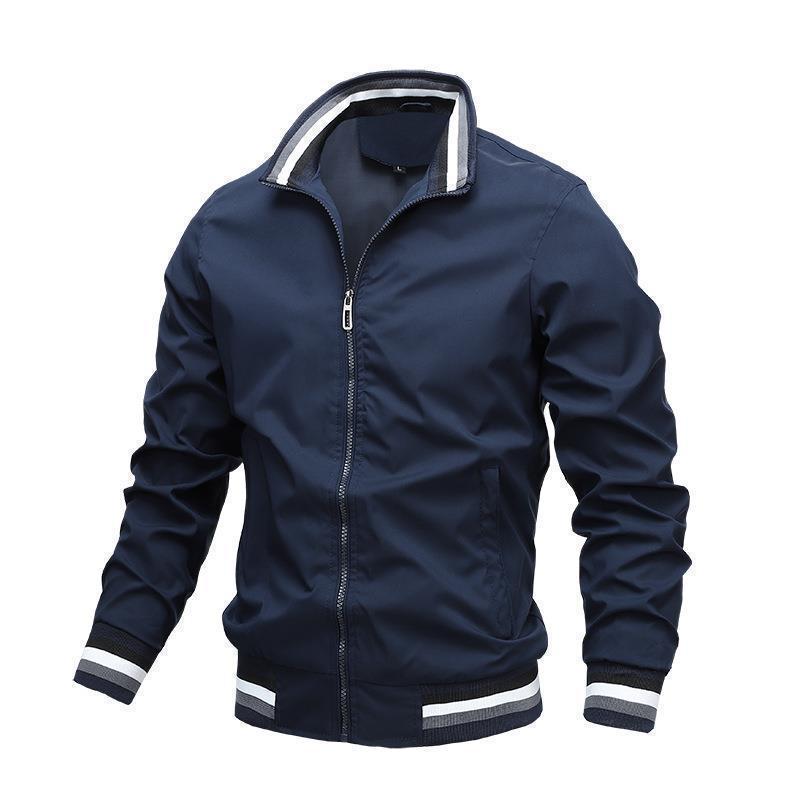 Men's Casual Sports Jacket, Stand-up Neck Zipper Jacket European and American Zipper Jacket
