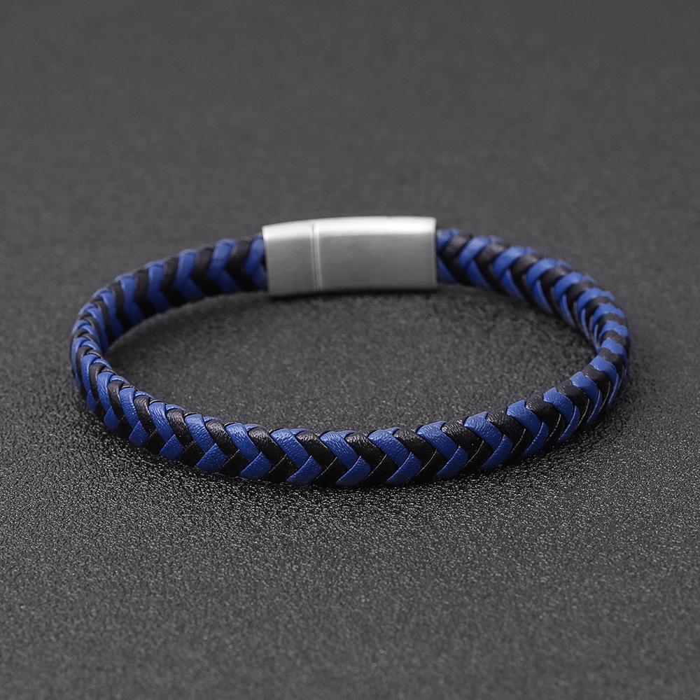 Fashionable Genuine Leather Woven Bracelet Magnetic Closure Couple Jewelry Simple Versatile