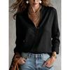 TIFICY Moda feminina casual primavera outono cor sólida estampa manga comprida blusas e camisas