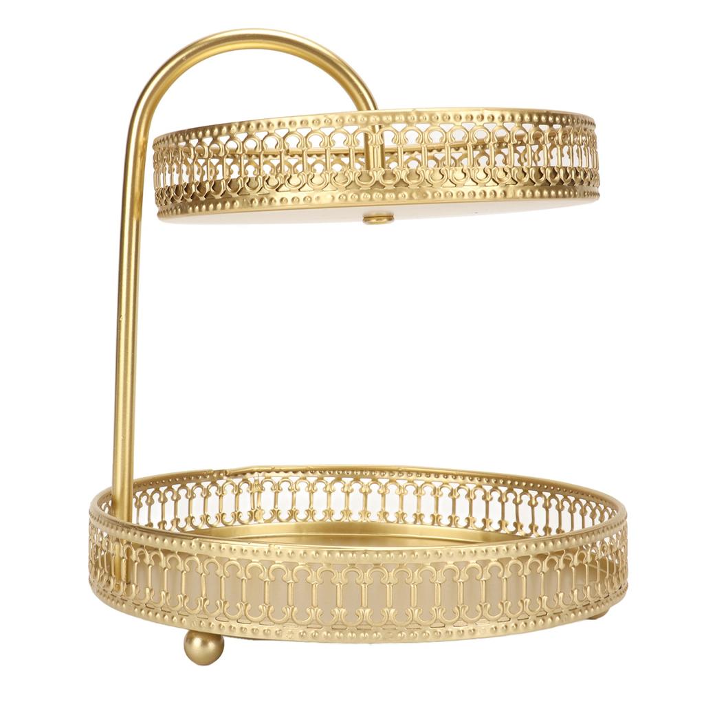 2 Tier Fruit Tray Gold Elegant Large Capacity Decorative Multi Purpose Cupcake Stand for Home Party Kitchen