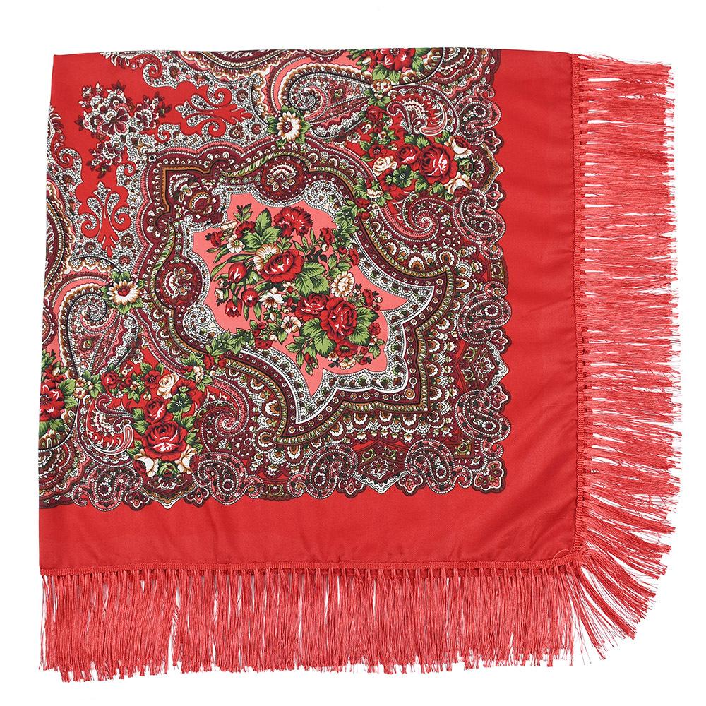 160*160Cm Women Russian Scarf Luxury Floral Print Scarves Wraps Big Size Handkerchief Babushka Bandana Beach Travel Shawls