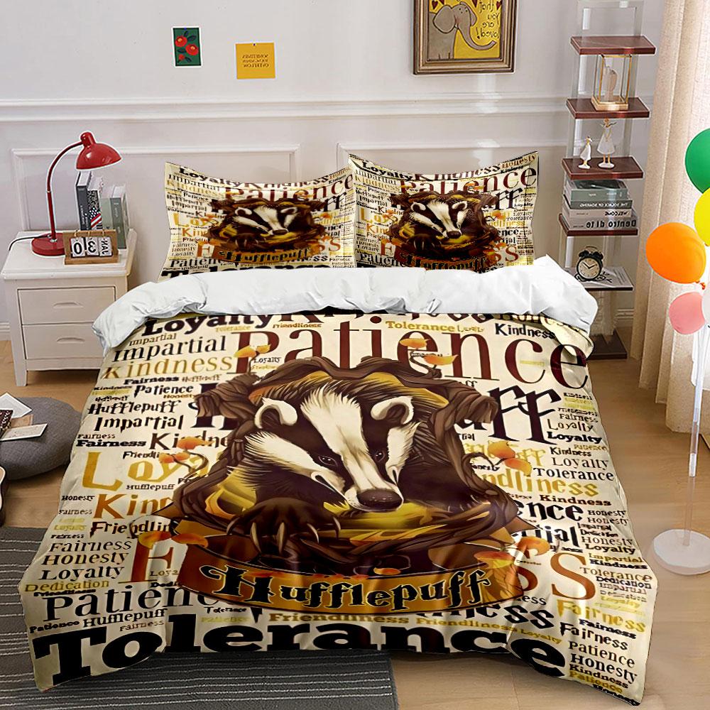 Hufflepuff Badger Bedding Set Bedding Duvet Cover Set Duvet Cover Pillowcases (1 * Duvet Cover 2 * Pillowcases, without duvet insert) 135x200cm