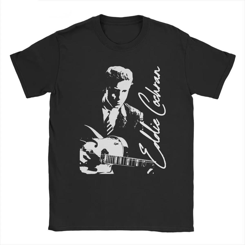 

Vtg Eddie Cochran Retro 50s Funny Cotton Black T Shirt For Men All Size Unisex T-Shirt XXL