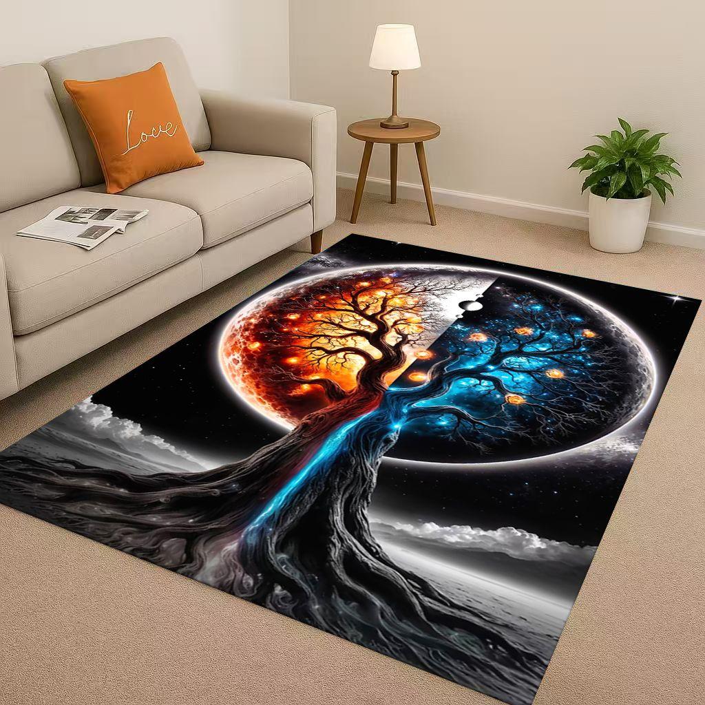 HD Colorful Tree of Life Yggdrasil Celtic Rune Living Room Non-Slip Area Rug Carpet for Bedroom Playroom Sofa,Home Decor Doormat