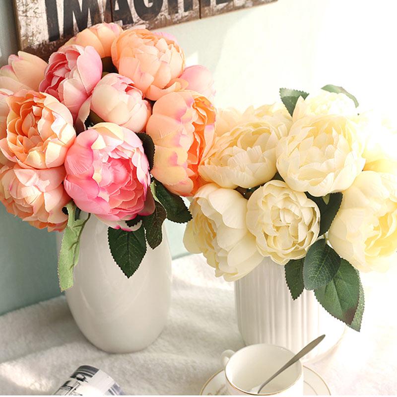 Buy Silk Artificial Flowers Peony Fake Flower Party Floral Wedding ...