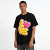 Love Heart Letter Print Casual Tshirt Unisex Loose Fit Crewneck Top For Daily Wear Pure cotton T-shirt
