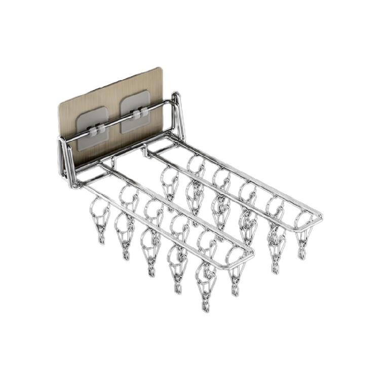 Wall Mounted Sock Hanger Stainless Steel Folding Drying Rack for Towel Underwear