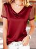European 2026 Women's Loose Fit Rhinestone Mesh Top - Casual Short Sleeve with Dangling Collar