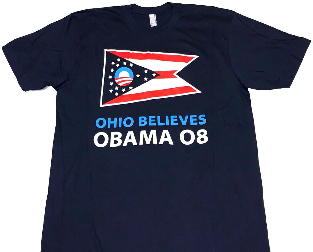 Rare! Vintage 2008 Barack Obama For President Ohio Believes T-Shirt New! MEDIUM Unisex T-Shirt M