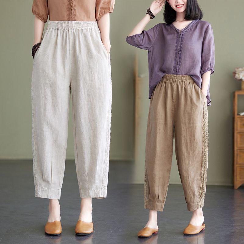 Women's Summer Cotton-Linen Harem Pants 2025: Slimming, Loose, Cropped, Plus-Size