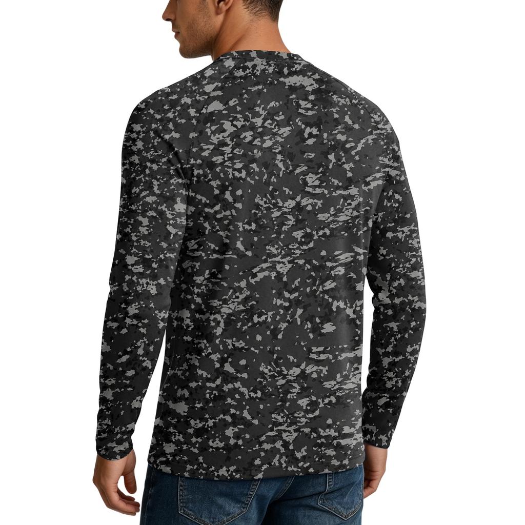 Men's UPF50+ Sun Protection Shirt Long Sleeve Outdoor Stretch Athletic Top Lightweight Quick Dry UV Resistant
