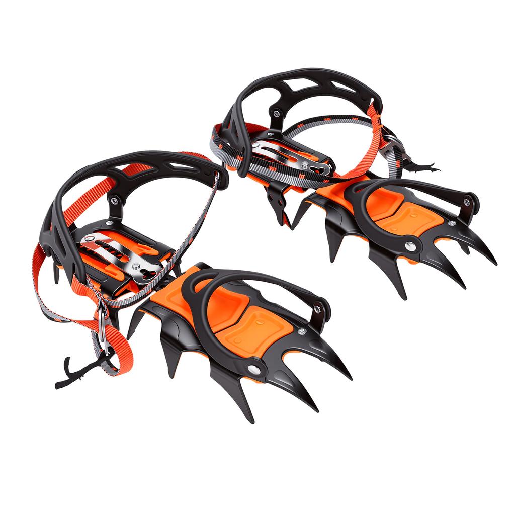12 Spikes Ice Cleats Adjustable Crampons for Hiking Climbing Snow Walking Shoes Men and Women with Storage Bag 12 Teeth