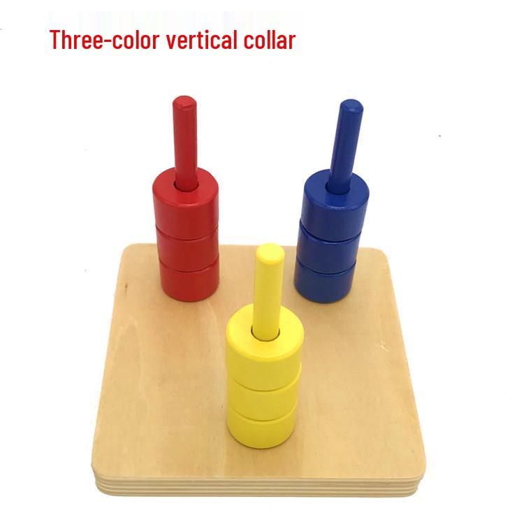 Montessori Infant & Toddler Triangular Prism Matching Box & Three-Color Ring Set - Early Education Teaching Aids.