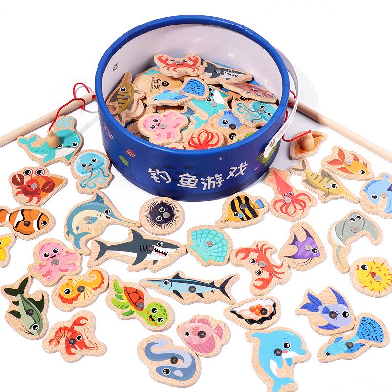 Magnetic Wooden Ocean Fishing Game for Kids - Educational Fun for Boys and Girls