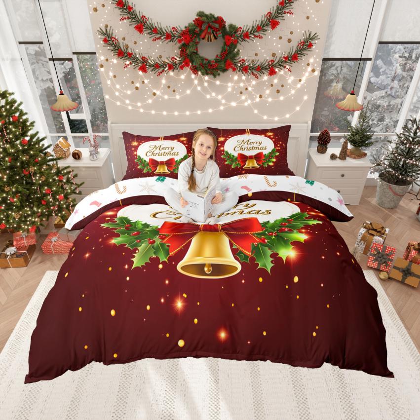 Homewish Kawaii Xmas Bear Duvet Cover SetCute Gingerbread Man Comforter Cover SetHappy New Year Bed Set For Kids Girl