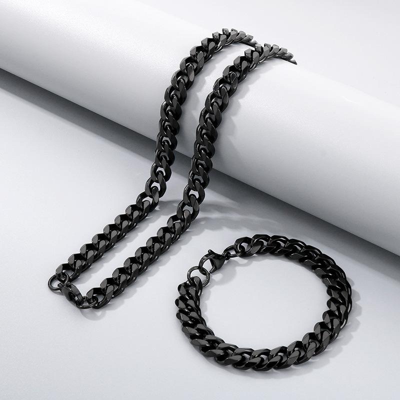 Halskette aus Titanstahl mit dicker Hip-Hop-Kette, Edelstahl sechsseitig geschliffene Kette mit Kettenschmuck