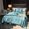 Conjunto de Roupa de Cama Nórdico 100% Seda com Capa de Edredom Lençol Fronha Luxo Casal Solteiro Casal Verão Liso Rainha Rei Lençol