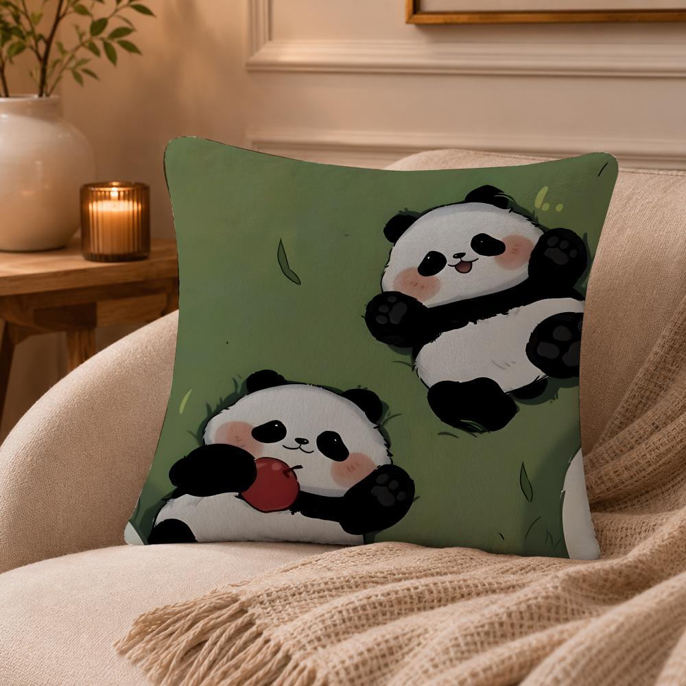 panda Cushion Cover Anti-dustmite Pillowcase Invisible zipper silky short plush Sofa cushion cover