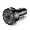 Car Charger Adapter 4 USB QC 3.0 Fast Charging LED Display For IOS Android Phone