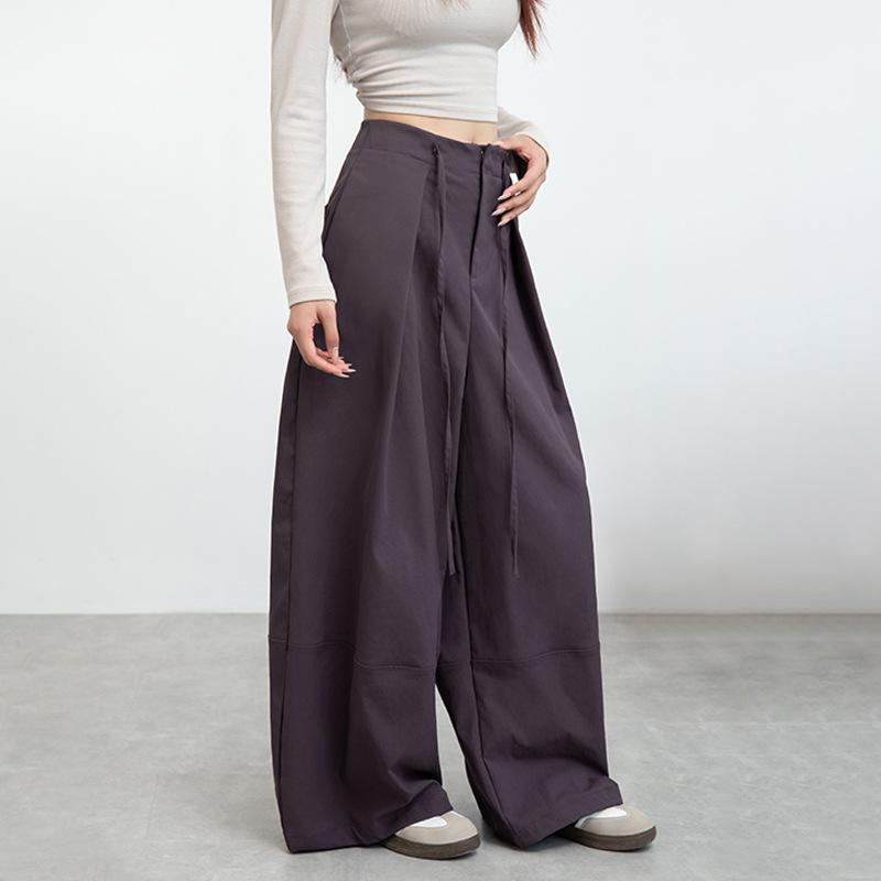Lazy Wind Wide-leg Pants Women's Autumn High-waisted Drape Casual Pants Loose Design Pleated Straight Floor-mopping Pants Trousers