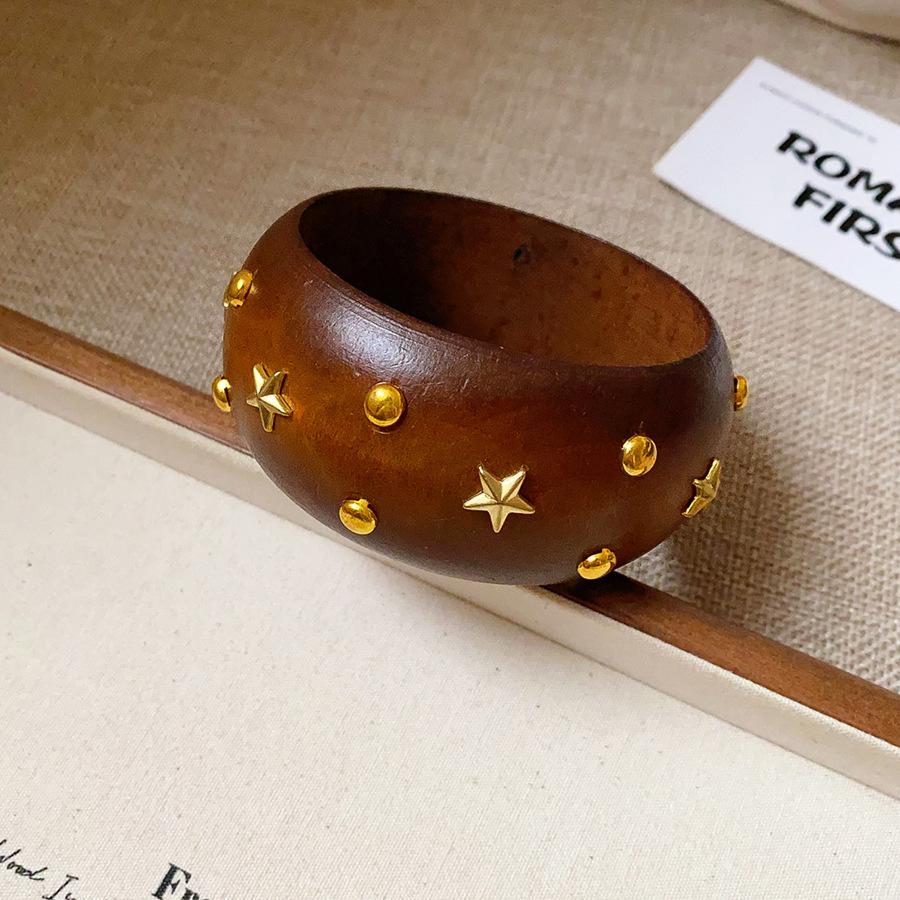 European and American Wooden Bracelets Retro Simple and Versatile Bracelets Light Luxury High-end Temperament Jewelry Women