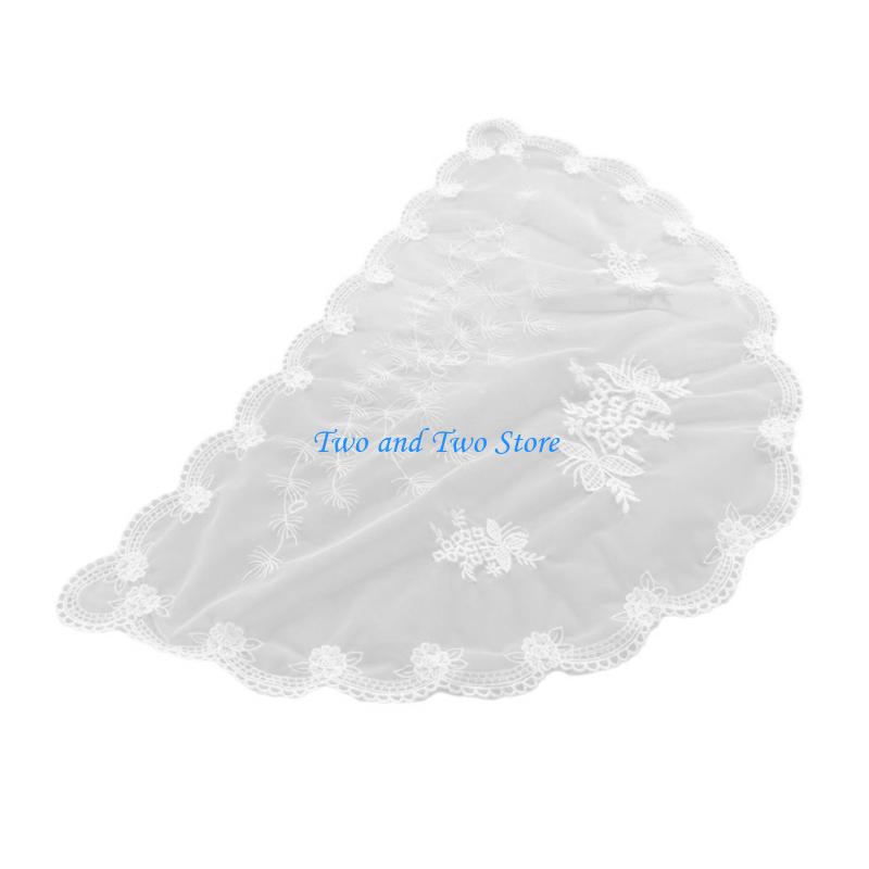 HX6F Elegant Embroidery Bride Veil Spanish Flower Mantilla Veil for Catholic Church белый