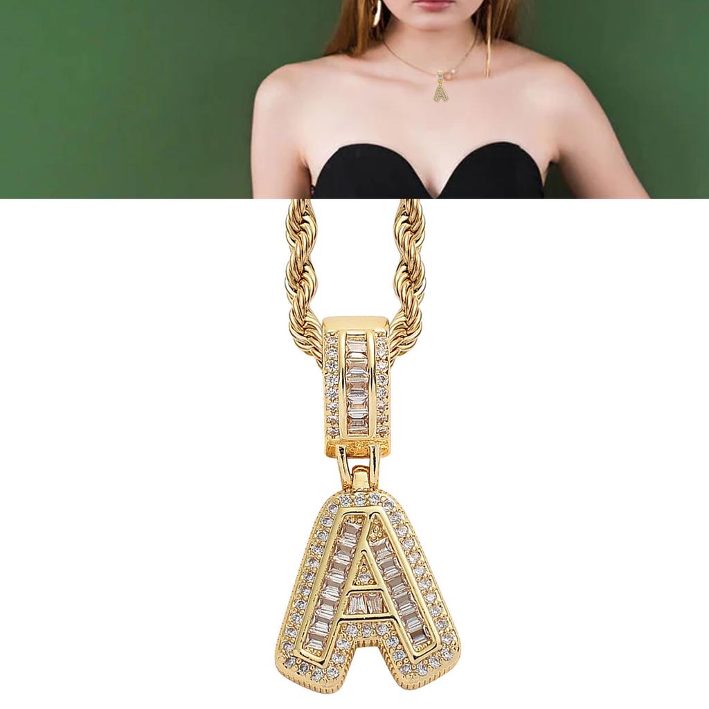 Zirconia English Letter Pendant Necklace Men Women Fashionable Necklace Jewelry Accessory for Party A