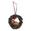 Resin Crafts Christmas Tree Pendant Cartoon Animals Mini Bear Statue Wreath  Room Decoration