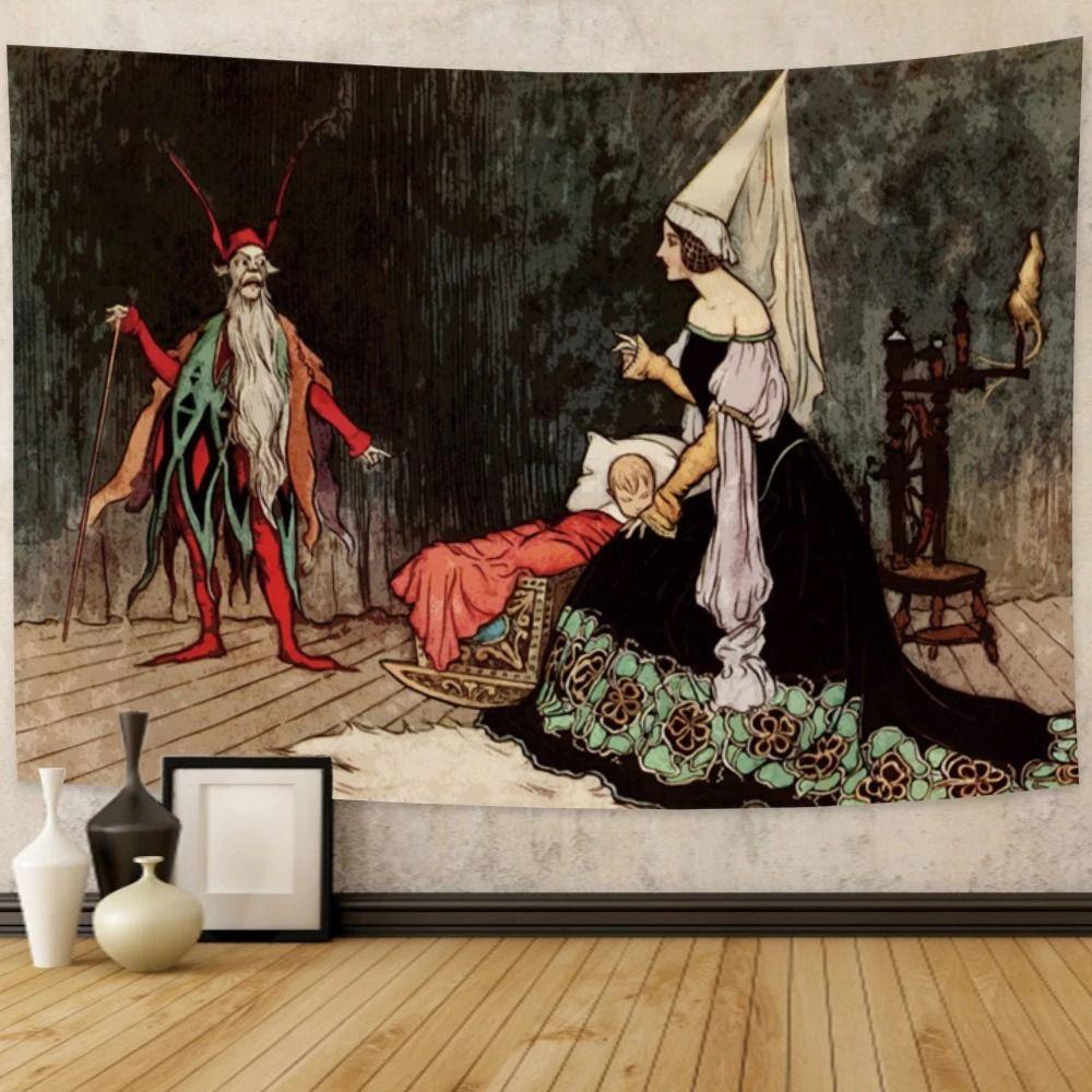 Medieval Mythical Tapestry European Classic Unicorn and Lion Pattern Wall Hanging for Bedroom Living Room Decor